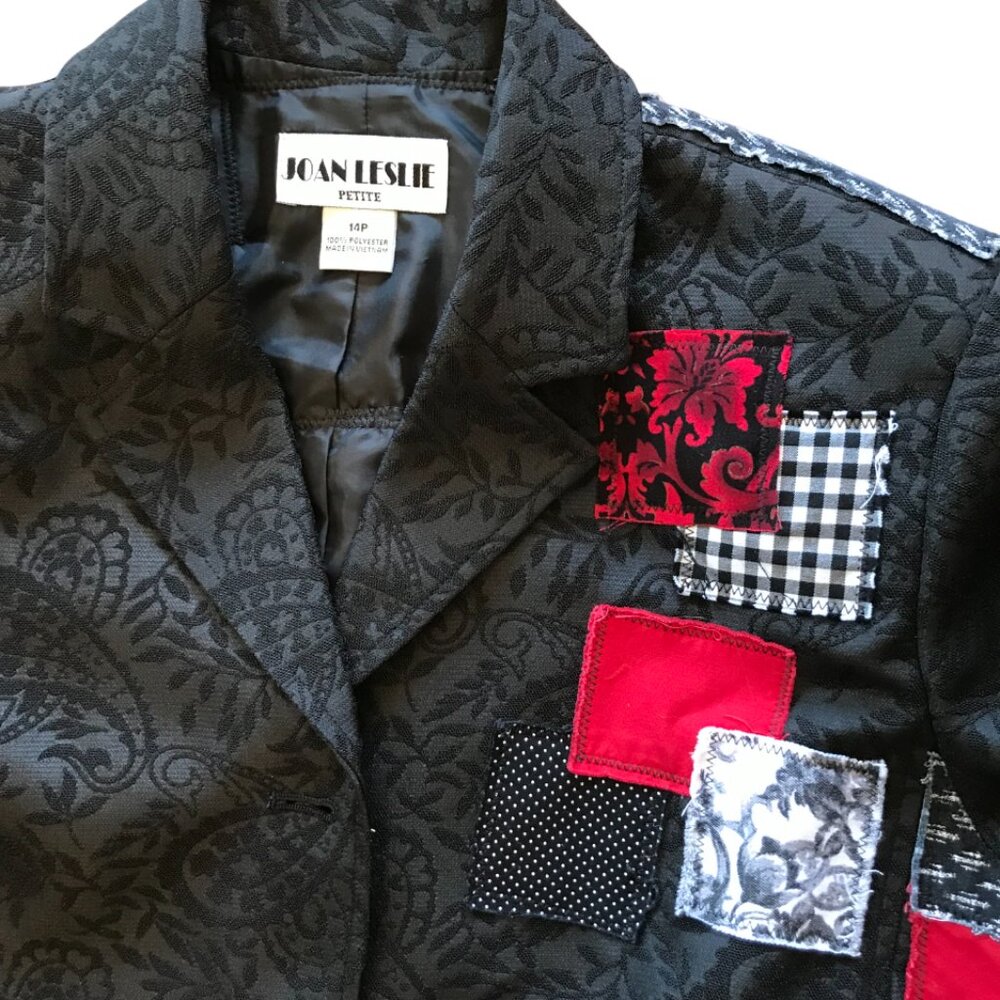 Upcycled Patchwork Jacket, Handcrafted Boho Red B… - image 7